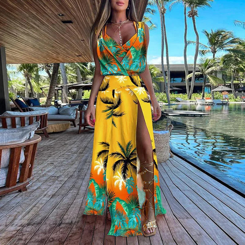 Elegant Solid Sleeveless Hollow Boho Beach Dress