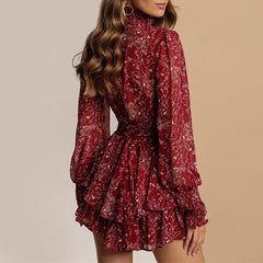 Spring Vintage Perspective Floral Print Dress