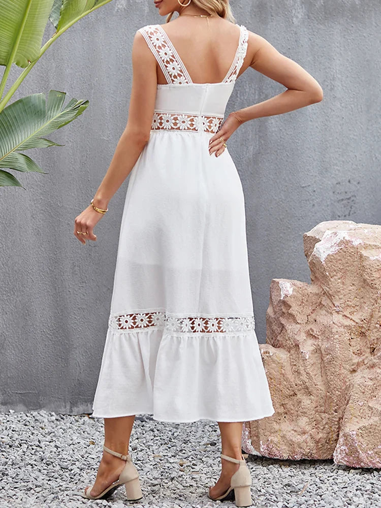 Backless Hollow Out Summer Evening Party Boho Dress