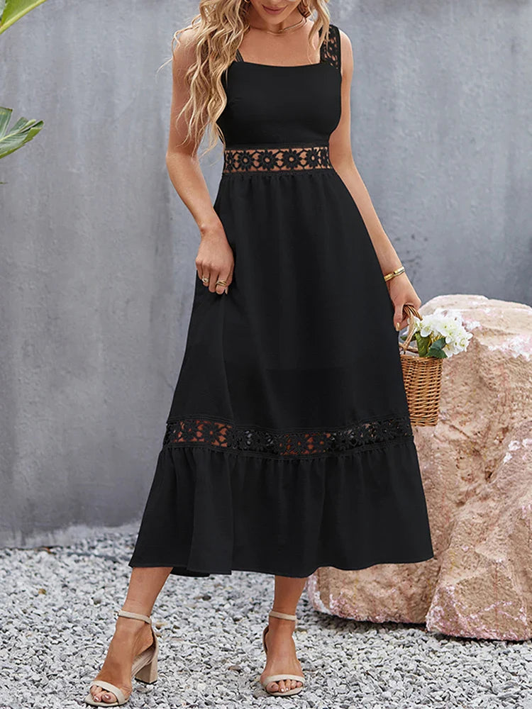 Backless Hollow Out Summer Evening Party Boho Dress