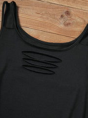 Hollow Out Ruffled V Neck Tank Top for