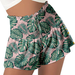 High Waist Loose Shorts Sports Drawstrings Floral Print Beach Shorts