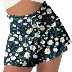 High Waist Loose Shorts Sports Drawstrings Floral Print Beach Shorts