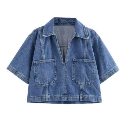 Uncommon Cropped Shirt Denim Set