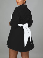 Lace Up Bow Shirt Mini Dress