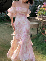 Vintage Evening Fairycore Trendy Floral Dress