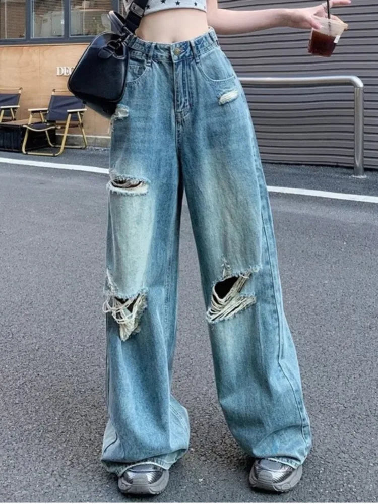 High Waisted Slimming Loose Long Jeans