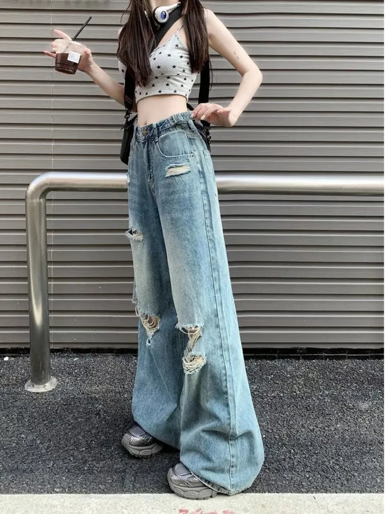 High Waisted Slimming Loose Long Jeans