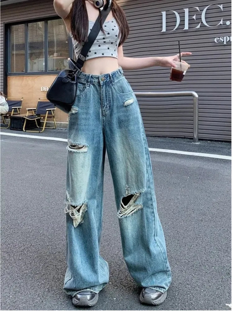 High Waisted Slimming Loose Long Jeans