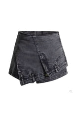 Denim stitching irregular washed old skirt
