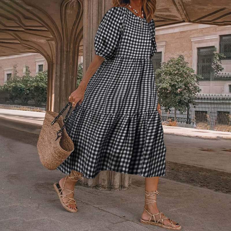 White Sundresses Puff Sleeve female Dress