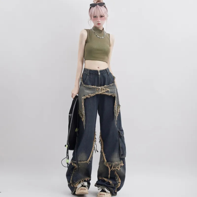 Blue Fashion Hip Hop Vintage Straight Autumn 's Jeans