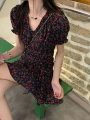 Summer Y2k Harajuku Vintage Short Sleeve Beach Mini Floral Dress