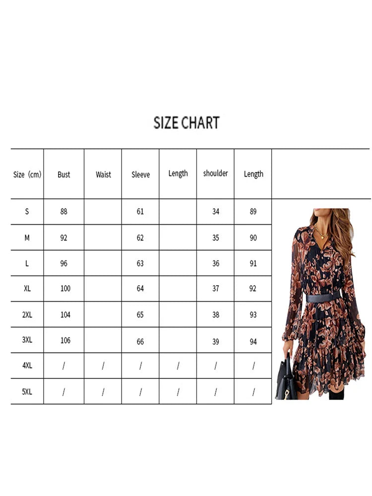 V neck Long Sleeve A line Wrapped Boho Dress