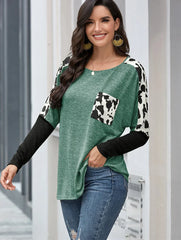 Leopard Patchwork Long Sleeve Tee for