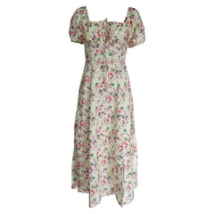 Printed Boho Dress Short Sleeve Split Summer Dress