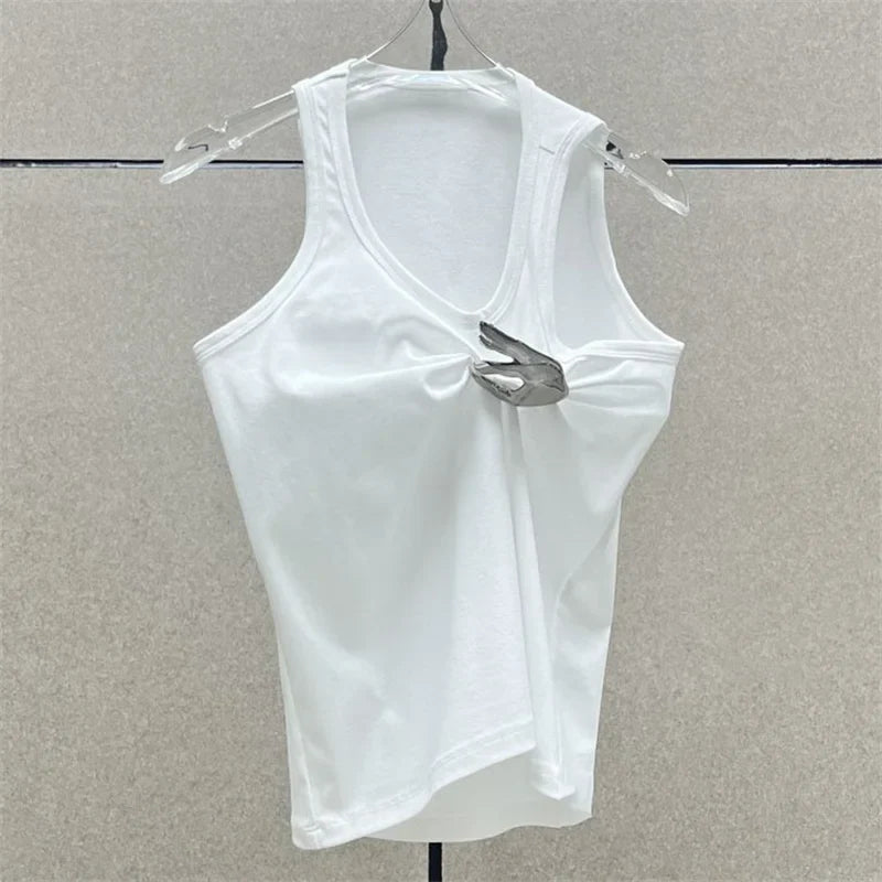 Korean Fashion Pleated Sleeveless 's Tank Top