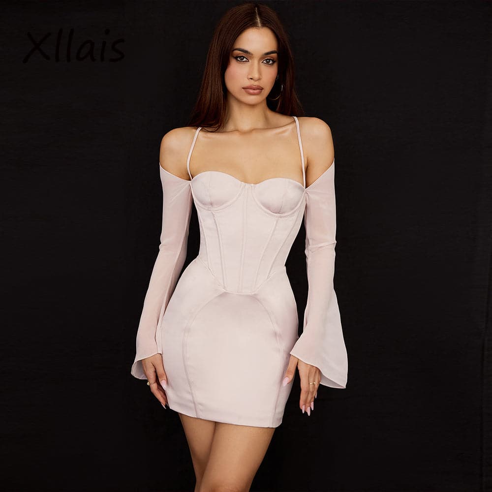 XLLAIS Off Shoulder Mini White Dress