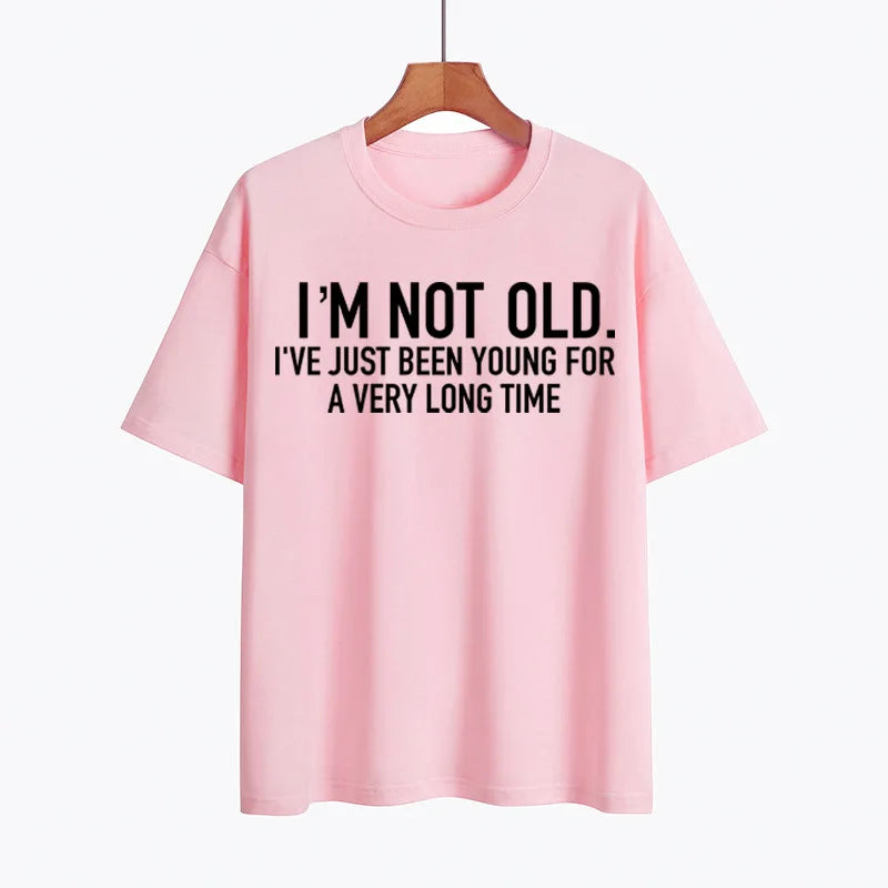 "I'M NOT OLD" Printed Short Sleeve Crewneck Top