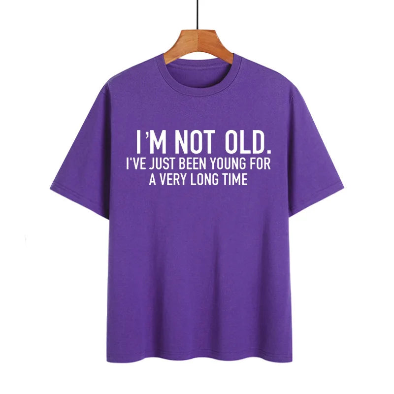 "I'M NOT OLD" Printed Short Sleeve Crewneck Top