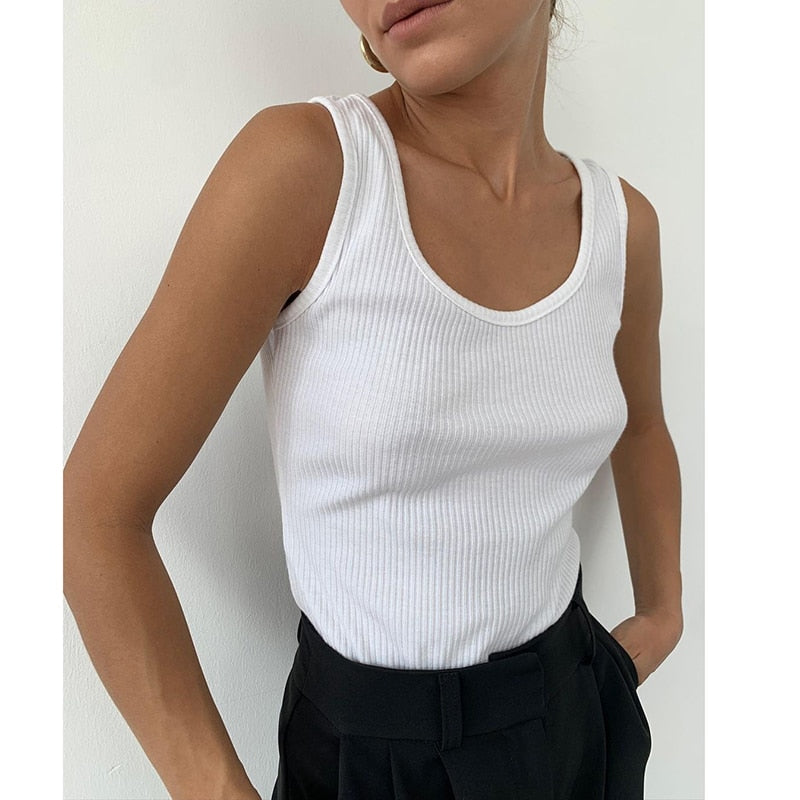 Basic Ribbed Knitted Tank Top