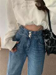 Streetwear Classic Full Length Denim Pants for