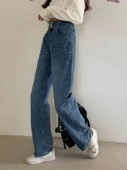 Streetwear Classic Full Length Denim Pants for