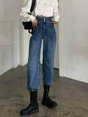 Streetwear Classic Full Length Denim Pants for