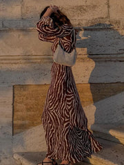 Bohemian Vacation Party Zebra Printed Maxi Dress