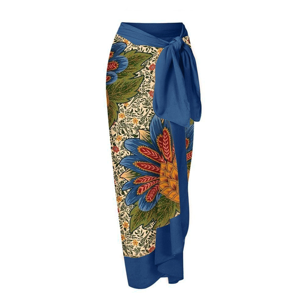 Tie-shoulder Printed One Piece Swimsuit and Sarong Flaxmaker