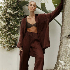Fashion Casual Solid Color Shirt and Pants