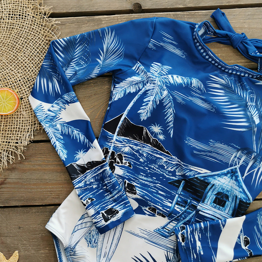 Backless Printed One Piece Swimsuit