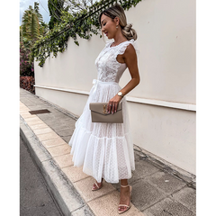 Bowknot Lace Sweet Midi Dress