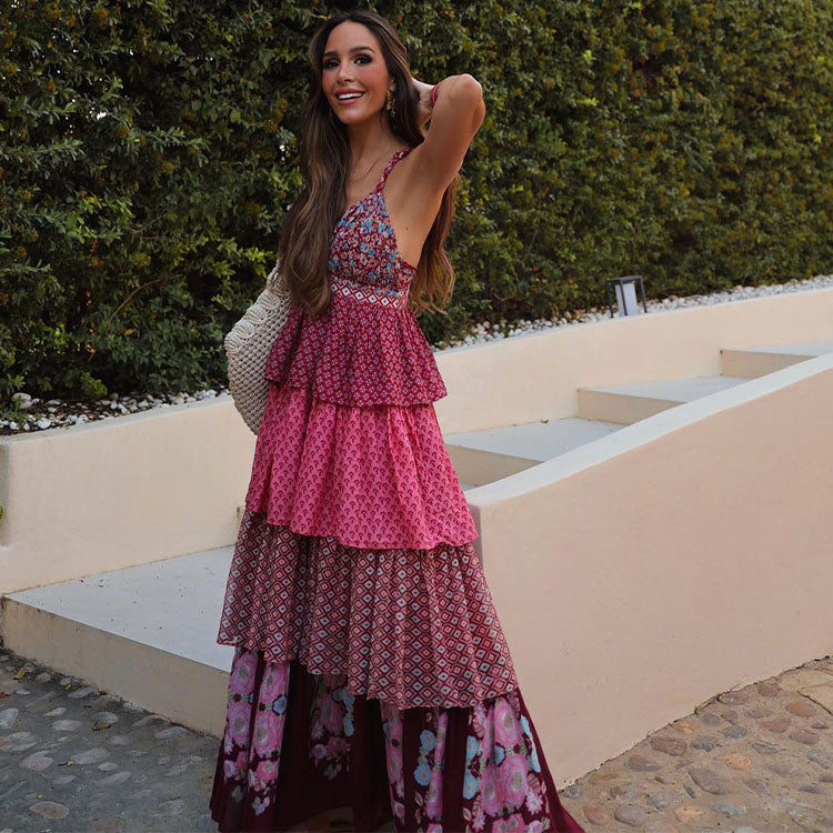 Ruffle Ethnic Maxi Dress