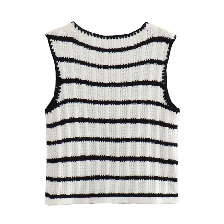 Knit Striped Printed Top and Pants Set