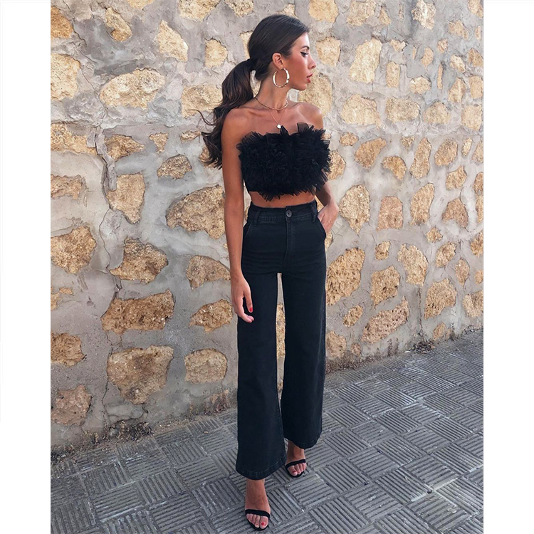 Stereoscopic Yarn Breast Top Chaparajos Two Piece Set