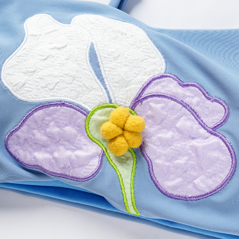 Flower Detail Pearl Strap High Waist Bikini Swimsuit and Skirt Flaxmaker