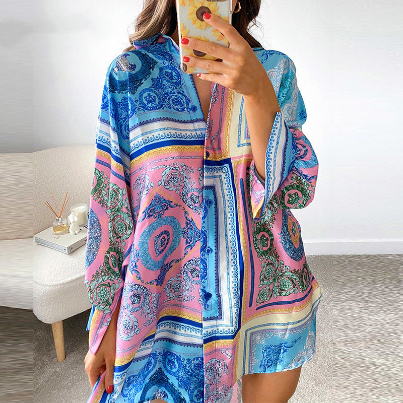 Exotic Style Long-sleeved Single-breasted Printed Shirt
