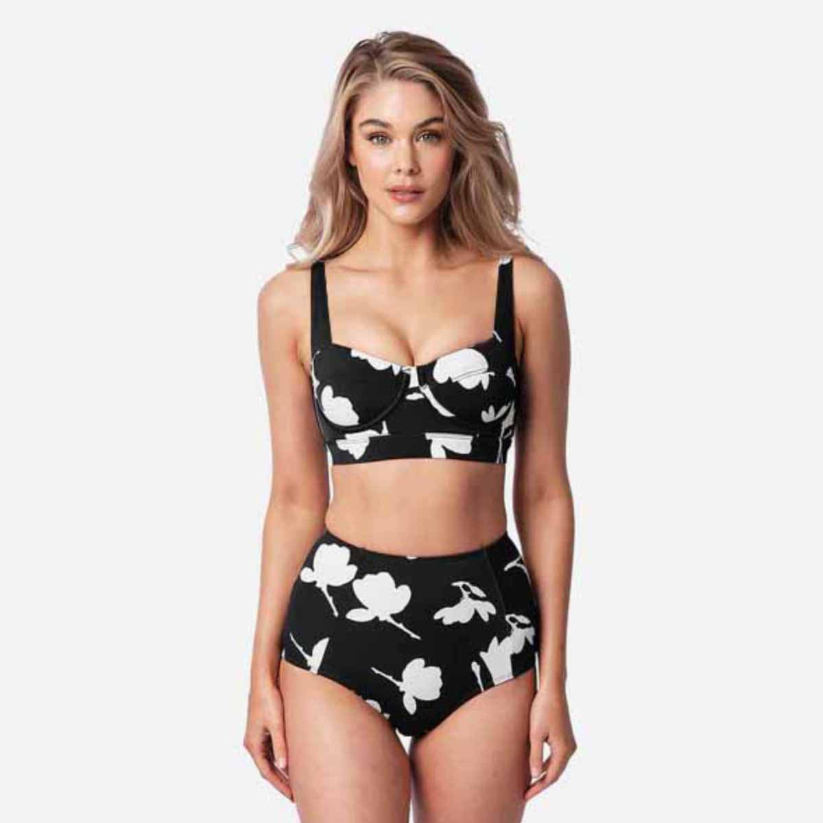 Plus Size Printed  High Waist Bikini Swimsuit