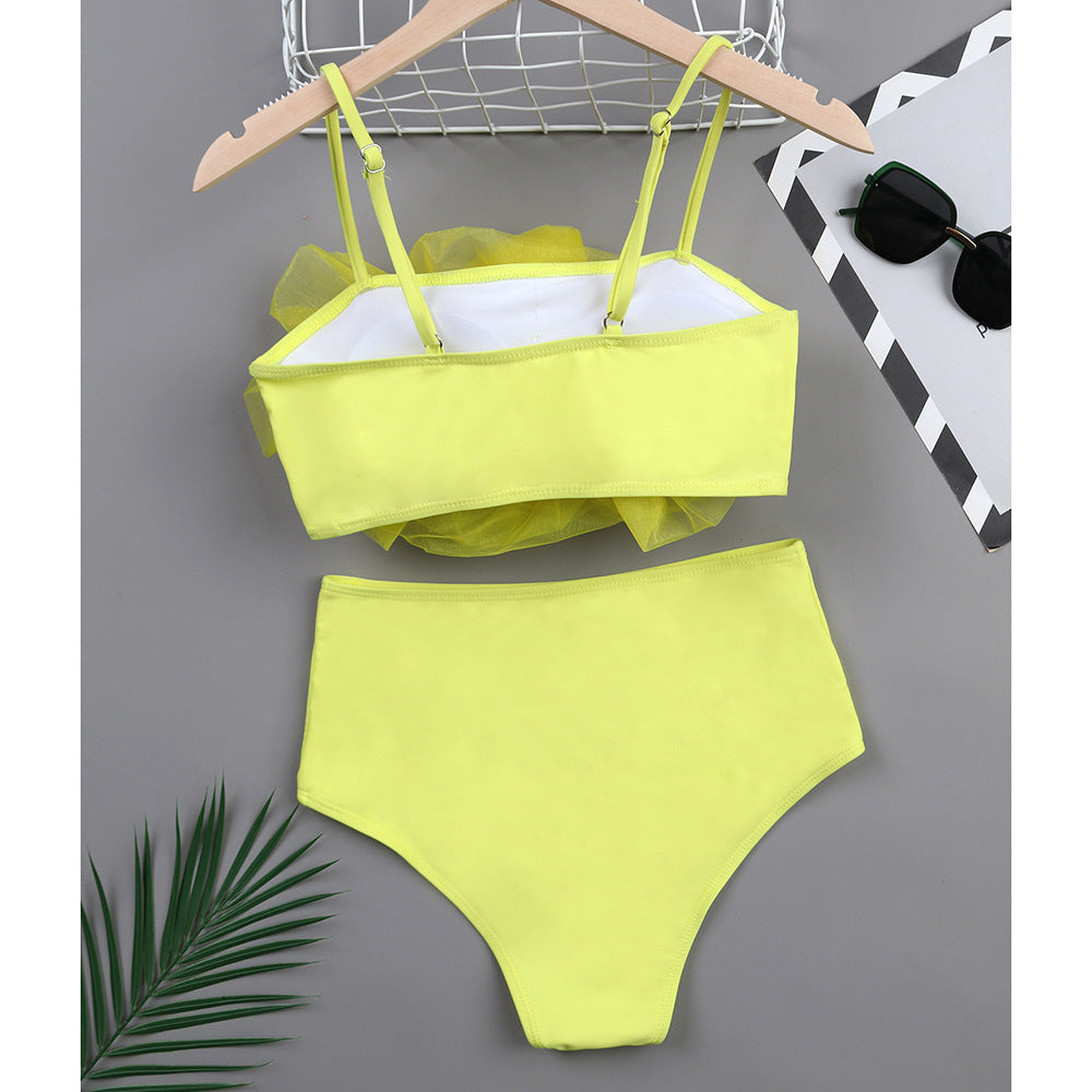 Flaxmaker 3D Flower Yellow Bikini Swimsuit