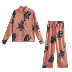Fashion Casual Blossom Printed Shirt and Pants