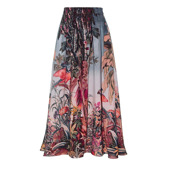 Flaxmaker Off Shoulder Paraiso Printed Bikini Swimsuit and Beach Skirt