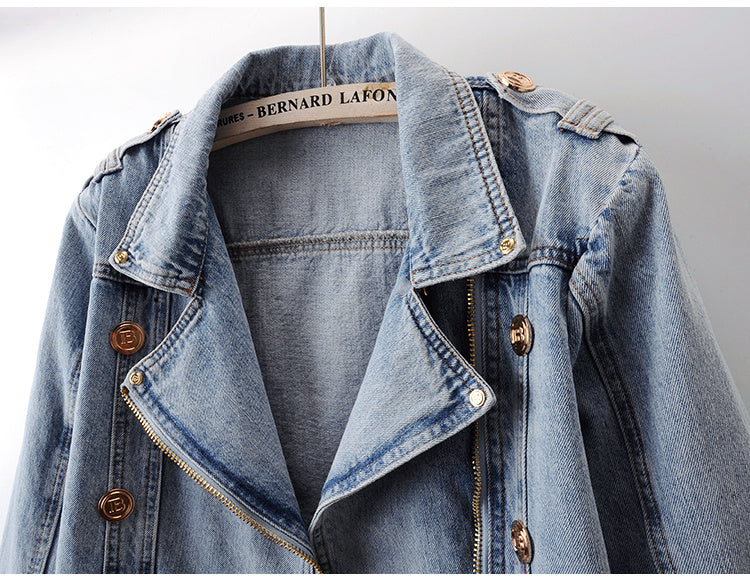 Denim Cropped Trench Jacket