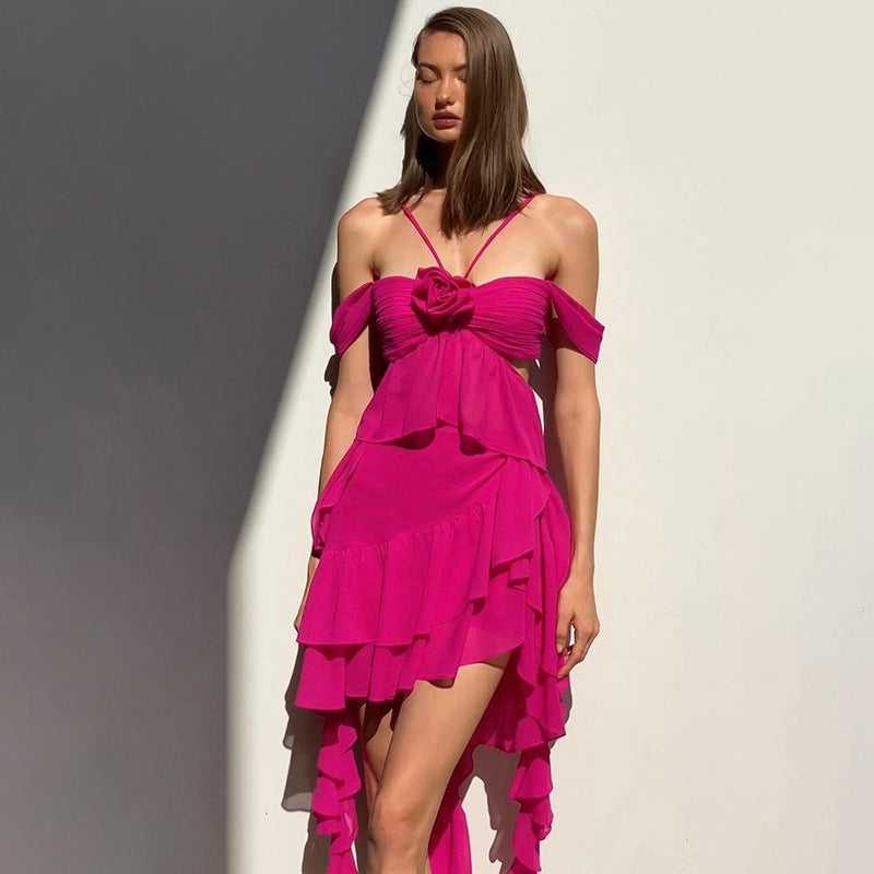 Sling Cut Out 3D Flower Dress