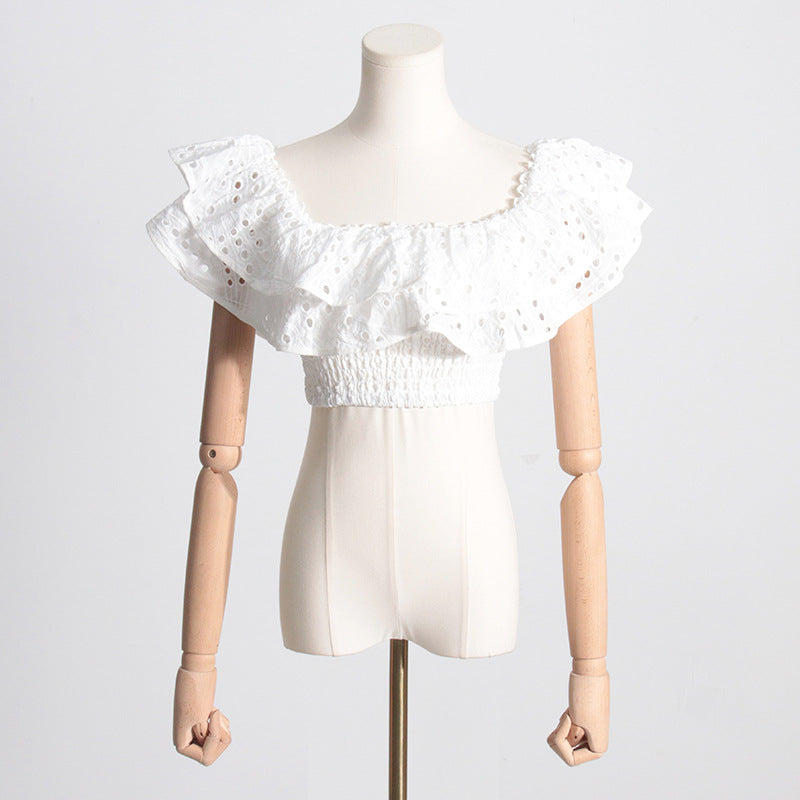 Ruffled Charmeuse Top and Skirt Set