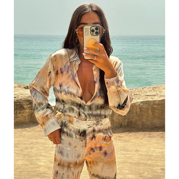 Ombre Printed casual Shirt and Pants Set Flaxmaker