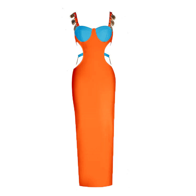 Backless Cutout Split Bandage Dress Flaxmaker