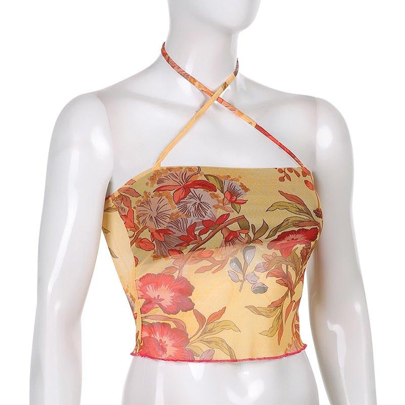 Angelic Floral Print Halter Top