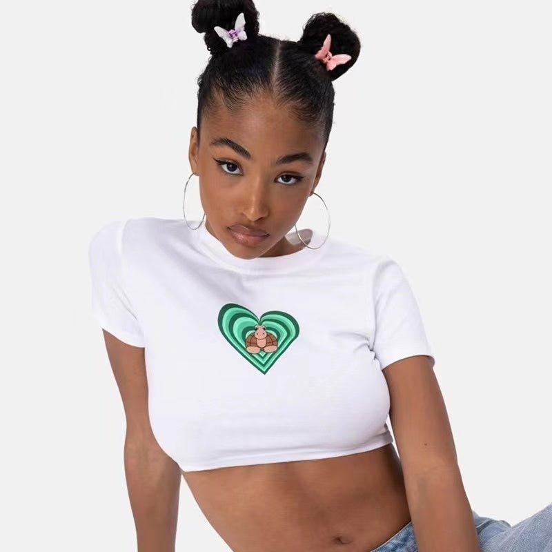 'Art of Heart' White Crop Top