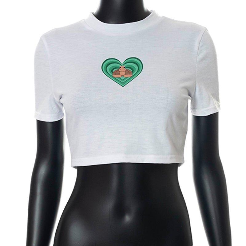 'Art of Heart' White Crop Top